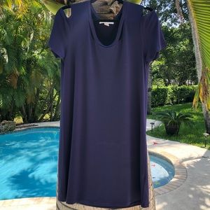 Blue Summer Dress with Slit Accents